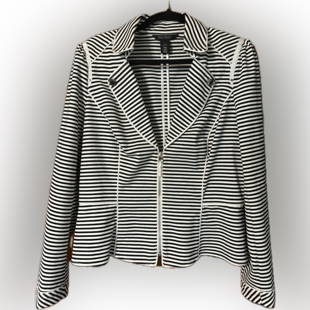 White House black market blazer jacket stretchy striped size 14